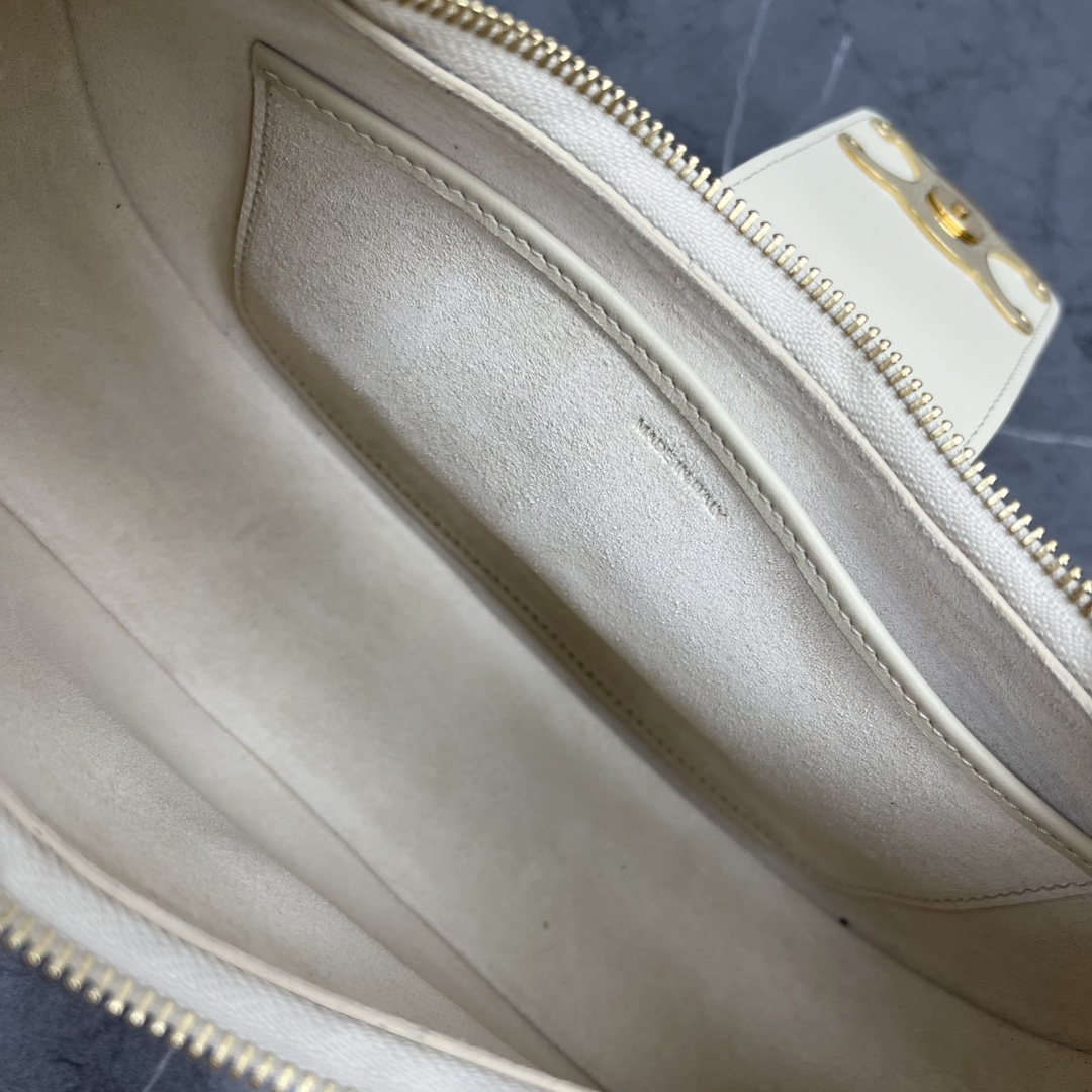 Celine Medium Ava Triomphe Bag In Smooth Calfskin Shoulder Bag Cream 114493